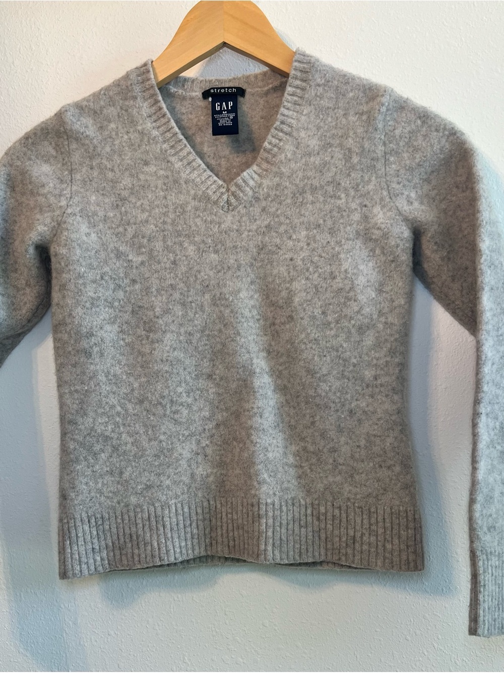 Vintage Gap Lambswool Blend V-Neck Sweater Gray Medium